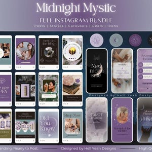 Midnight Mystic Instagram Canva Templates Bundle | Full Social Media Kit