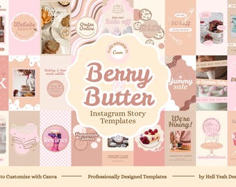 Szablony historii piekarni Berry & Butter | W pełni edytowalne w Canva