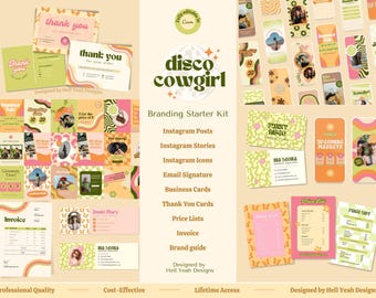 Disco Cowgirl Branding Starter Kit | Editable Canva Templates with Brand Guide