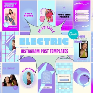 Electric Instagram STORY Template for Canva, Colorful Instagram Templates, Bright Branding, Abstract Instagram Feed, Fun Canva Template