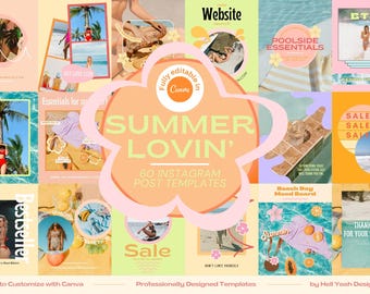 Summer Lovin Instagram Post Templates for Canva