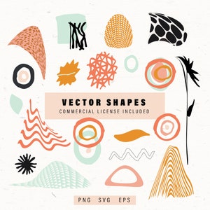 Abstract Vector shapes set, Bright Clipart, Graphic Design Elements, Modern shapes clipart, Graphic design Elements, COMMERCIAL LICENSE 03