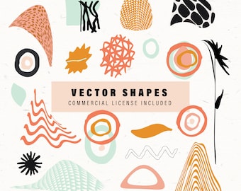 Abstract Vector shapes set, Bright Clipart, Graphic Design Elements, Modern shapes clipart, Graphic design Elements, COMMERCIAL LICENSE 03