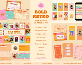 Bold Retro Branding Starter Kit | All in one Templates | Editable in Canva | Brand Guide Included