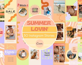 Summer Instagram Story Templates: Funky Canva Designs (Digital Download)