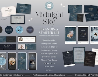 Midnight Sky Branding Starter Kit Templates | Fully Editable in Canva | Brand Guide Included