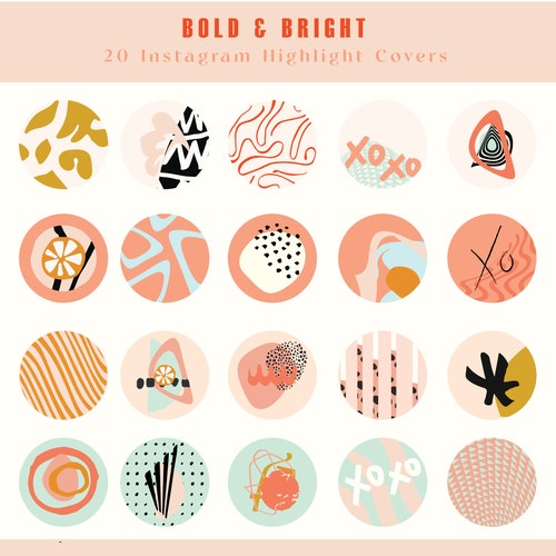 Bright Bold Instagram Story Highlight Covers Fun Instagram Etsy