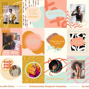 50 Bold & Bright Instagram Post Templates Canva - Etsy