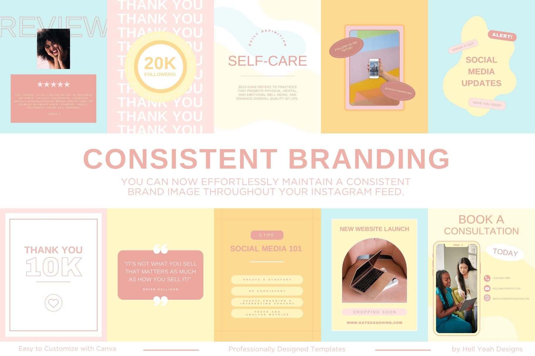 60 Coaching Instagram POST Templates Fully Editable in Canva, - Etsy