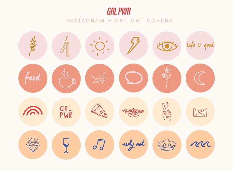 Girly Instagram Story Highlight Icons Bright Instagram Icons - Etsy