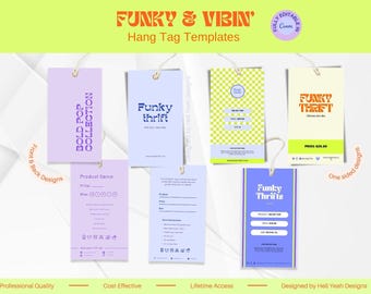 Funky & Vibin' Swing Tag Templates | Clothing Hang Tag Pack | Editable in Canva