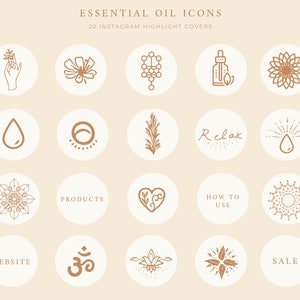 Essential Oil Instagram Story Highlight Covers, Business Instagram Highlights, Boho Icons, Essential oils shop Icons, Health Instagram Icons