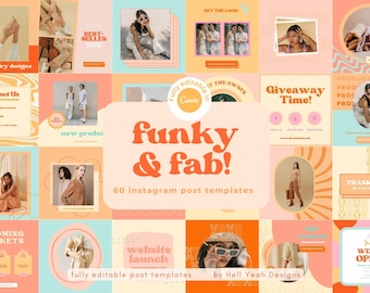 Funky & Fab Instagram Post Templates fully editable in Canva