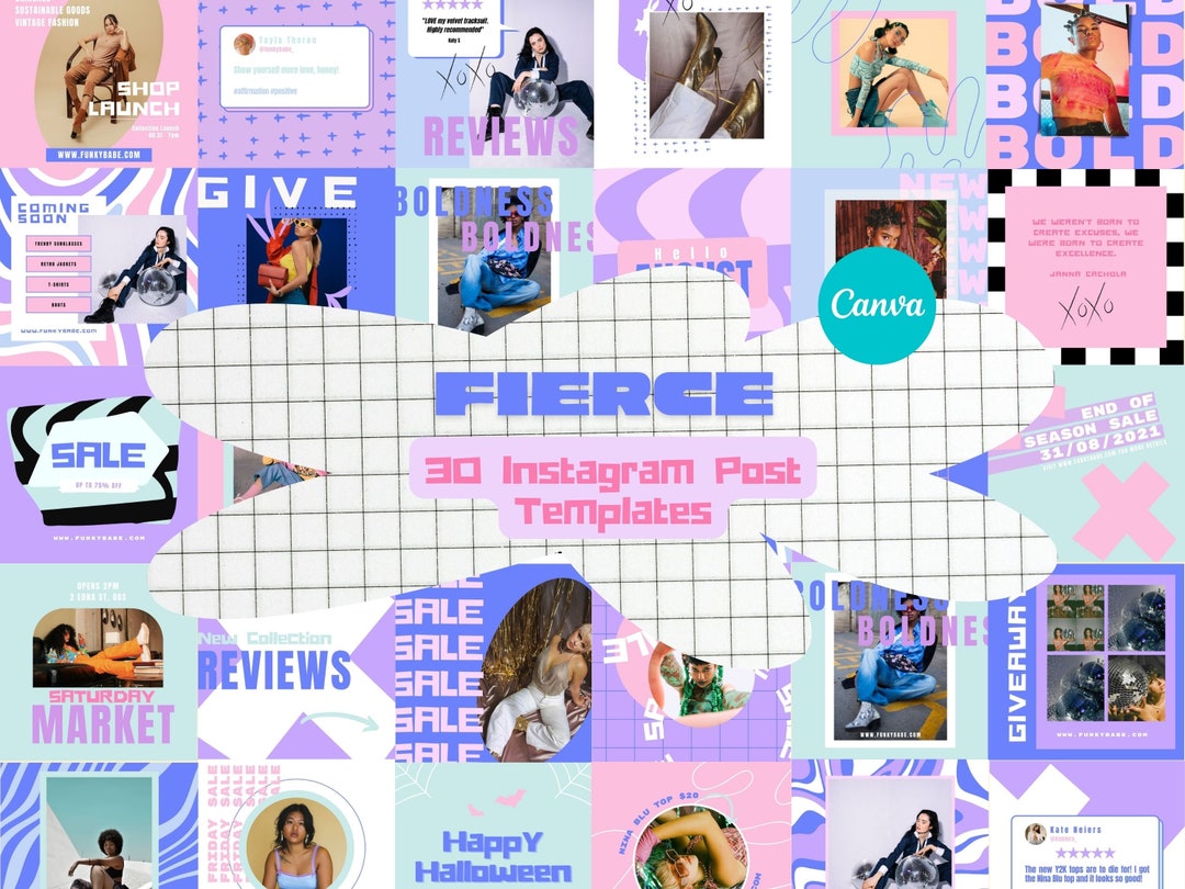Fierce Instagram Post Templates, Fully Editable in Canva - Etsy