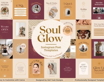Soul Glow Instagram Wellness-berichtsjablonen | Volledig bewerkbaar in canvas | Branding van sociale media