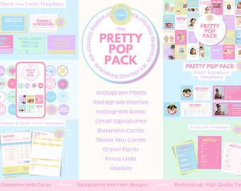 Plantillas de kit de inicio de marca Pretty Pop / Totalmente editables en Canva