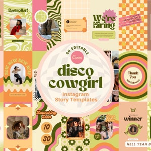 Disco Cowgirl Instagram-verhaalsjablonen Canva, Retro Instagram-sjablonen