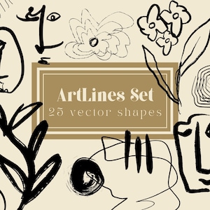Grafika wektorowa Artline 02, abstrakcyjne linie pociągnięć, LICENCJA KOMERCYJNA W ZESTAWIE