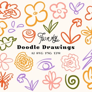 Ensemble de dessins SVG Doodle, clipart lumineux, éléments de conception graphique, clipart de formes modernes, éléments de marque, clipart clipart Doodle funky funky