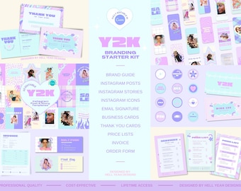 Y2K Vibes Branding Starter Kit | Fully Editable in Canva