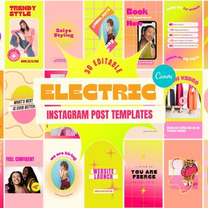 Electric Instagram STORY Template for Canva, Colorful Instagram Templates, Bright Branding, Abstract Instagram Feed, Fun Canva Template