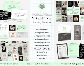 Wellness & Beauty Branding Starter Kit | Editable Canva Templates | Brand Guide Included
