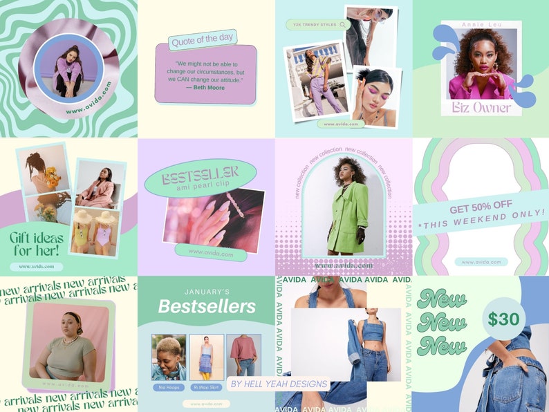 80 Periwinkle Post Templates Canva, Colorful Funky Instagram Templates ...