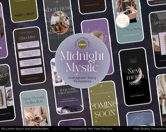 Mystical Instagram Story Templates, Midnight Canva Designs (Digital Download)