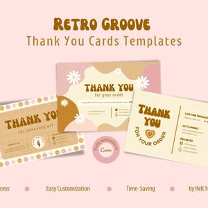 Sjablonen voor retrogroove-bedankkaarten Canva, bedankkaart voor bestelkaarten