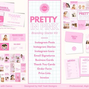 Pretty in Pink Branding Starter Kit | Fully Editable Canva Templates
