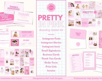 Pretty in Pink Branding Starter Kit | Fully Editable Canva Templates