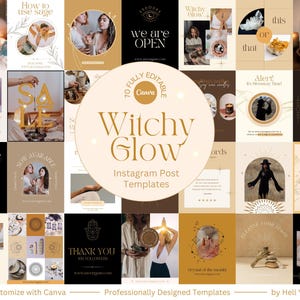 70 Witchy Glow Instagram Post Templates for Canva