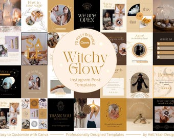 70 Witchy Glow Instagram Post Templates for Canva