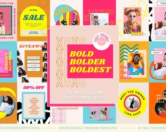 Bold Instagram Post Templates: Retro Branding für Canva (Digitaler Download)