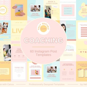 60 Coaching Instagram POST Templates Fully Editable in Canva, - Etsy