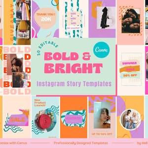 Bold & Bright Instagram STORY Template for Canva, Colorful Instagram Templates, Bright Branding, Abstract Instagram Feed, Fun Canva Template