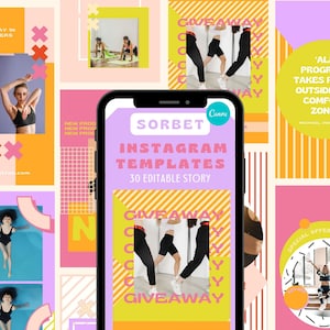 Sorbet Instagram Story Templates: 30 Trendy Canva Designs (Digital Download)