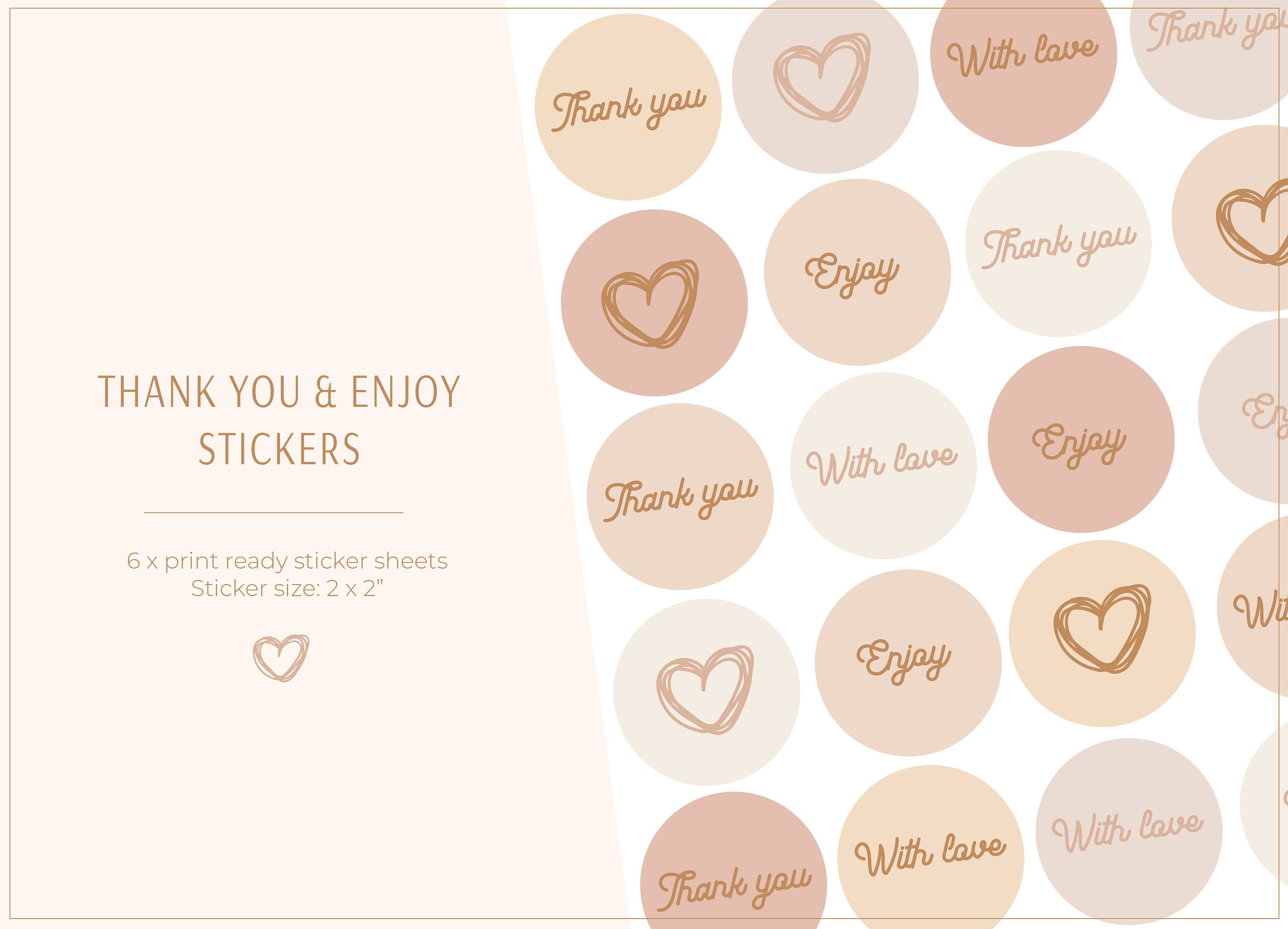 cute thank you and enjoy printable sticker sheet pdf round etsy denmark