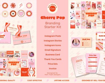 Cherry Pop Branding Starter Kit | Fully Editable in Canva
