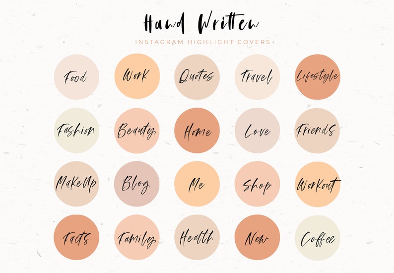 Handwritten Instagram Highlight Icons Solid Nude Colors - Etsy