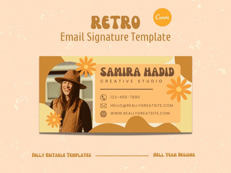 Retro Email Signature Template Design, Edtable in Canva - Etsy Australia