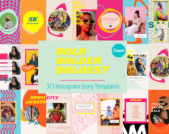 Bold Instagram Story Templates: Fun Canva Designs (Digital Download)