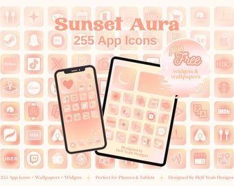Sunset Aura App Icons PLUS FREE Phone & Tablet Wallpapers + Widgets | IOS Android