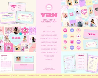 Y2K Vibes Branding Starter Kit | Fully Editable in Canva
