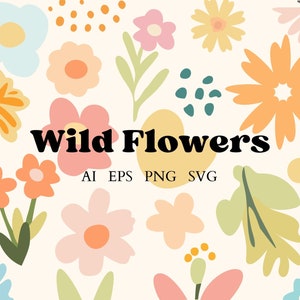 Éléments graphiques de fleurs sauvages - PNG, EPS, SVG