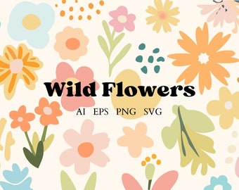 Wild Flowers Graphics Elements - PNG, EPS, SVG