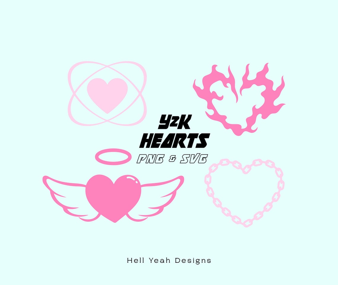 Y2K Heart SVG PNG Graphics - Etsy