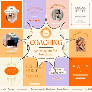Coaching Post Templates Canva, Colorful Funky Instagram Templates