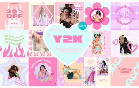Y2K Instagram Post Templates Canva - Etsy