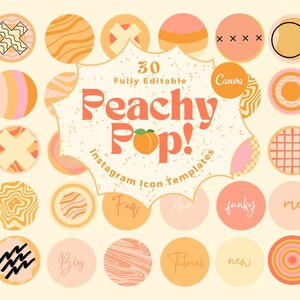 Peachy Pop Instagram Highlight Covers: Retro CANVA Icons (Digital Download)